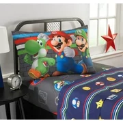 Super Mario Kids Super Soft Microfiber Bedding Sheet Set, Blue