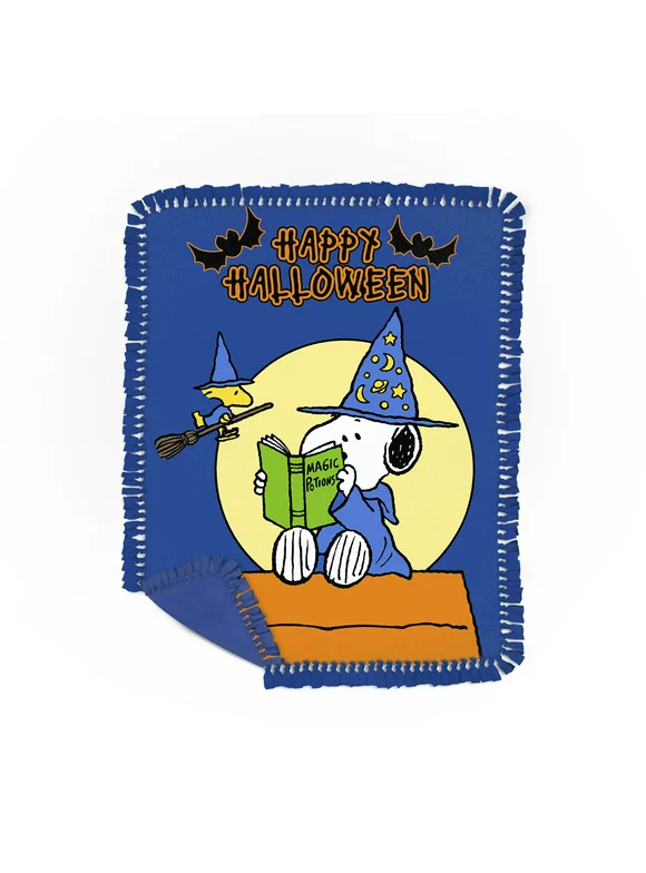 Peanuts Snoopy Magic Halloween Potions No Sew Fleece Throw Kit, Blue, 43" x 55"