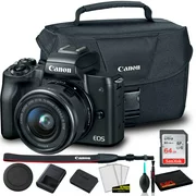 Canon EOS M50 Mirrorless Digital Camera with 15-45mm Lens (Black) (2680C011) +  Canon EOS Bag +  Sandisk Ultra 64GB Card + Clean and Care Kit
