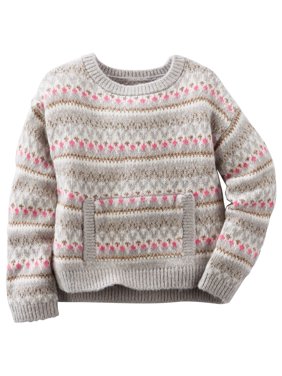 OshKosh B'gosh Baby Girls' Drop-Shoulder Fair Isle Sweater, 9 Months