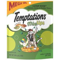 TEMPTATIONS MIXUPS Crunchy and Soft Cat Treats Catnip Fever Flavor, 6.3 oz. Pouch
