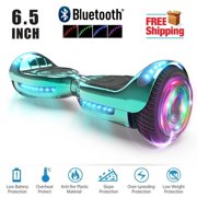 Hoverboard Bluetooth Two-Wheel Self Balancing Electric Scooter 6.5" UL 2272 Certified with Bluetooth Speaker and LED Light Chrome Turquoise