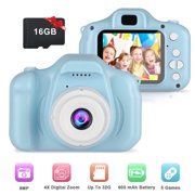 Kids Camera, EEEkit 1080P 8MP 2.0 Inch Large Screen Kids Digital Cameras Rechargeable Electronic Camera with 16GB Memory Card, Birthday Gift for Boys Girls Children Toddler of Age 3-12
