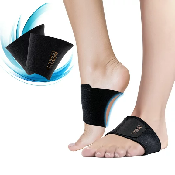 Copper Fi®t Unisex Arch Relief Plus with Built-in Orthotic Support, Support for Plantar Fascia, Black