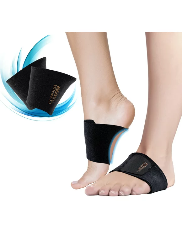 Copper Fit Unisex Arch Relief Plus with Built-in Orthotic Support, Support for Plantar Fascia, Black