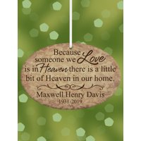 Personalized A Little Bit of Heaven Memorial Oval Christmas Ornament