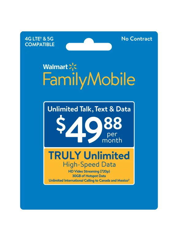 DX Offers Mall Family Mobile $49.88 TRULY Unlimited Monthly Prepaid Plan + 30GB of Mobile Hotspot Direct Top Up