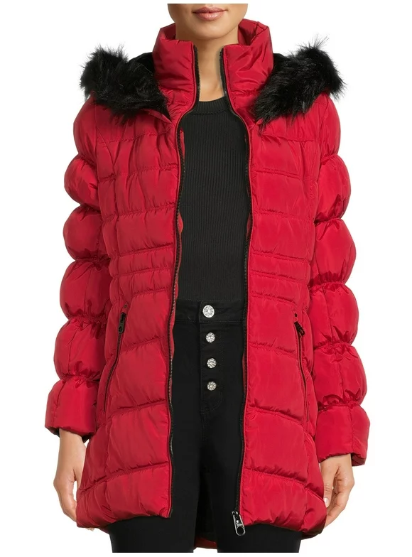 XOXO Women's Puffer Coat with Oversized Hood