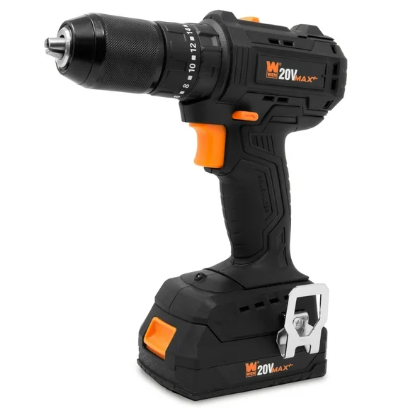 WEN 20V Max Brushless Cordless 1/2-Inch Hammer Drill and Driver with 2.0 Ah Lithium-Ion Battery and Charger