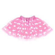 SeasonsTrading Pink & White Polka Dot Tulle Tutu Lined Skirt - Girls Minnie Princess Costume, Birthday Party, Cosplay, Cruise, Dance Dress Up