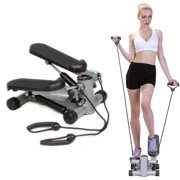 Zimtown Air Climber Mini Aerobic Stair Stepper, with Resistance Bands, Fitness Cardio Equipment, Home Gym Exercise Machine