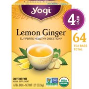 Yogi Tea, Herbal Tea Bags, Lemon Ginger Tea, Supports Healthy Digestion, 16 Ct Tea Bags, Pack of 4