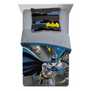 Batman Kids Microfiber Bedding Reversible Comforter with Sham, 2-Piece Set, Twin/Full Size, Gray