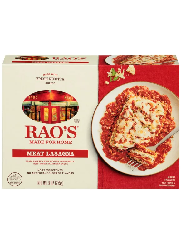 Rao's Made for Home Meat Lasagna & Sauce, Single Serve Frozen Meal, 8.9 oz