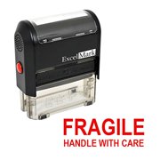 FRAGILE HANDLE WITH CARE Self Inking Rubber Stamp - Red Ink (42A1539WEB-R)