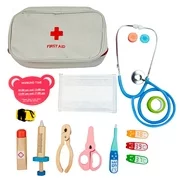 15pcs Kids Doctor Kit Pretend Play Doctor Set Cosplay Medical Kit Wooden First Aid Kit Equipment For Children's Gift
