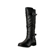Womens Knee-High Buckle Riding Boot