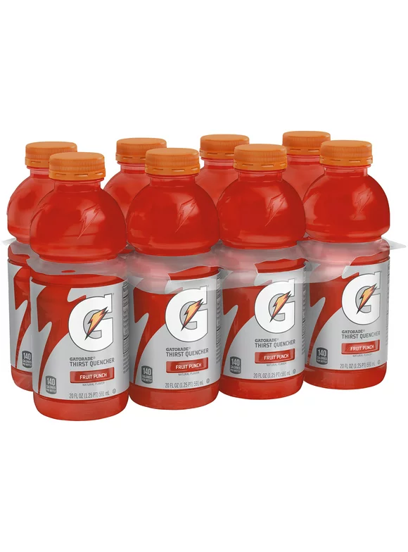 Gatorade Fruit Punch Thirst Quencher Sports Drink, 20 oz, 8 Pack Bottles