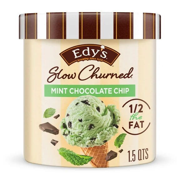 Edy's Dreyer's Slow Churned Mint Chocolate Chip Light Ice Cream, Kosher, 1.41 Liter