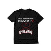 Tstars Mens Valentine's Day Love Video Gamer Shirt Controllers Heart Be My Player 2 Gift Idea for Him Husband T Shirt