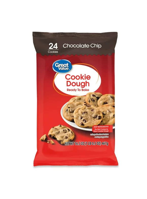 Great Value Ready to Bake Chocolate Chip Cookie Dough, 16.5 oz