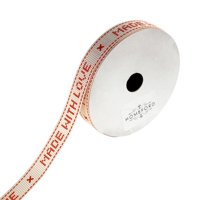 Made with Love Ivory Grosgrain Ribbon, Red, 5/8-Inch, 5-Yard
