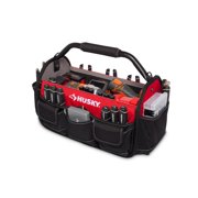 Husky 17 in. Open Tool Tote with Rotating Handle, Red and Black
