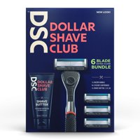 Dollar Shave Club 6-Blade Razor Bundle (Grey) with Shave Butter, 1 Handle, 4 Cartridges, 3 oz