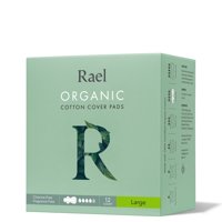 Rael Organic Cotton Menstrual Large Pads - Unscented, Chlorine Free, Natural Sanitary Napkins with Wings, 12 Count