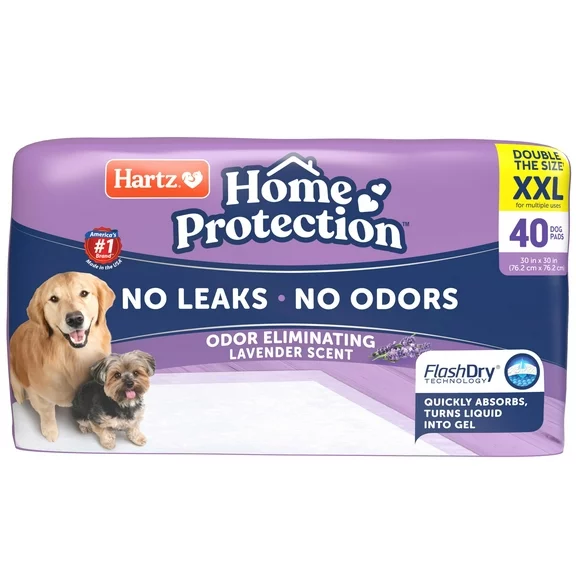 Hartz Home Protection Lavender Scent Odor-Eliminating Dog Pads, XXL, 30 in x 30 in, 40ct