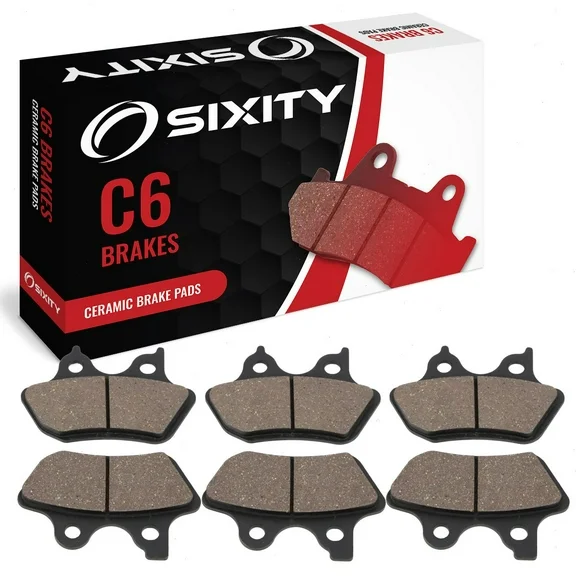 Sixity C6 Front Rear Ceramic Brake Pads compatible with Harley Davidson FLHTCUI Electra Glide Ultra Classic 2000-2006 Complete Set