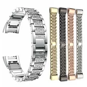 Luxury Stainless Steel Crystal Strap for Fitbit Charge 2 Smart Fitness Tracker Band - Bracelet Link Replacement with Durable Clasp Birthday Gift
