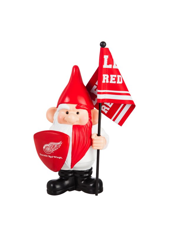 Evergreen Detroit Red Wings, Flag Holder Gnome, 6.1''x 4.5'' x 10'' inches