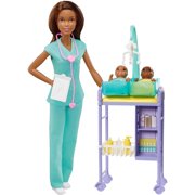 Barbie Baby Doctor Playset With Brunette Doll, 2 Infant Dolls, Toy Pieces