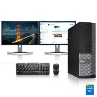 Refurbished - Dell Optiplex Desktop Computer 3.0 GHz Core i5 Tower PC, 16GB, 2TB HDD, Windows 10 Home x64, 19" Dual Monitor , USB Mouse & Keyboard