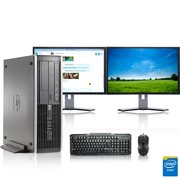 Refurbished - HP DC Desktop Computer 3.2 GHz Core i5 Tower PC, 8GB, 1TB HDD, Windows 10 Home x64, 19" Dual Monitor , USB Mouse & Keyboard