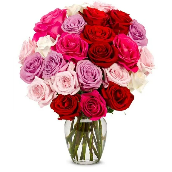 From You Flowers - Two Dozen Romantic Roses with Glass Vase (Fresh Flowers) Birthday, Anniversary, Get Well, Sympathy, Congratulations, Thank You