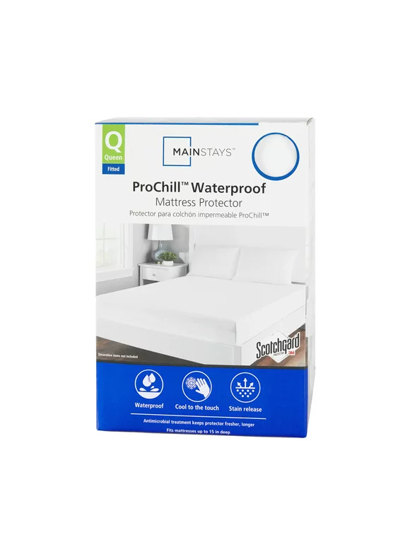 Mainstays ProChill Waterproof Cooling Fitted Mattress Protector, Queen
