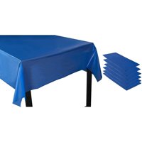 Royal Blue Plastic Tablecloth - 6-Pack 54 X 108-Inch Rectangle Disposable Graduation Table Cover, Fits Up To 8-Foot Tables, Grad Party Decoration Supplies, 4.5 X 9 Feet