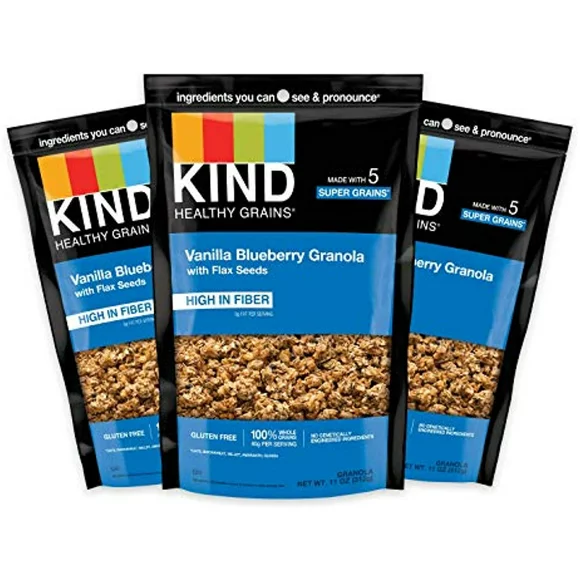 Kind Healthy Grains Granola Clusters, Vanilla Blueberry With Flax Seeds, Gluten Free, 11 Oz, Pack Of 3