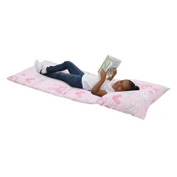Everything Kids Pink Fox Deluxe Easy Fold Nap Mat