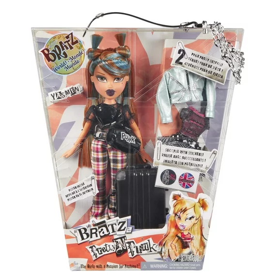 Bratz Pretty ‘N’ Punk Yasmin Fashion Doll with 2 Outfits and Suitcase, Collectors Ages 6 7 8 9 10 