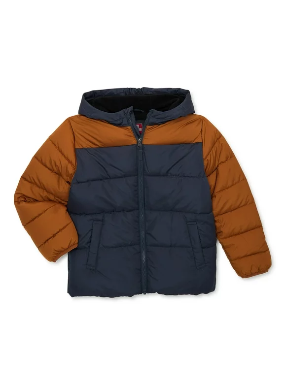 Swiss Tech Boys Winter Puffer Jacket with Hood, Sizes 4-18 & Husky