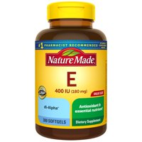 Nature Made Vitamin E 180 mg (400 IU) dl-Alpha Softgels, 300 Count Value Size for Antioxidant Support