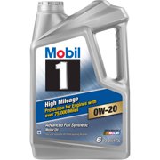 (3 Pack) Mobil 1 High Mileage Motor Oil 0W-20, 5 qt