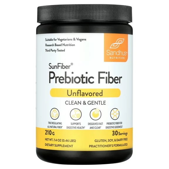 Sandhu's SunFiber® Prebiotic Fiber Supplement Powder, Supports Gut Health, Unflavored, 30 Servings