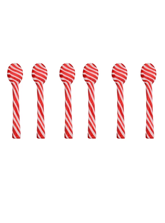 (6) Candy Cane Spoon Edible Hard Candy Spoons Peppermint Flavor for Hot Chocolate Coffee Stirring Candies Christmas Holiday Stockings Birthday Party Favor 6ct (1 Box) & CUSTOM Storage Carrier