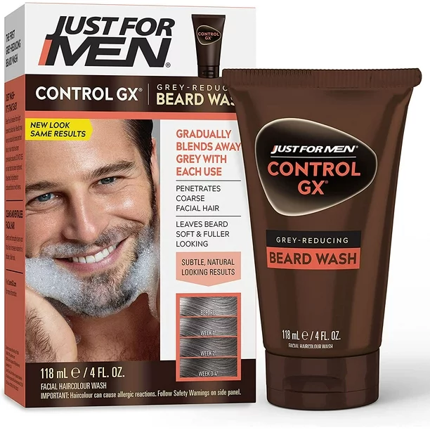 Just For Men Control GX Gradual Grey Reducing Beard Hair Wash, 4 oz
