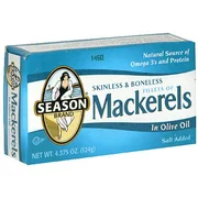 Season Skinless & Boneless Mackerel In Olive oil, 4.38 oz (Pack of 12)