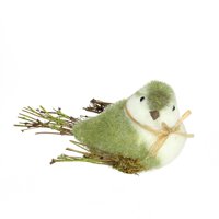 8.25" Green White and Brown Decorative Spring Bird Table Top Figure